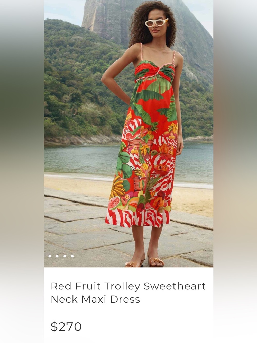 FARM Rio Red Tropical Strapless Fruit-Print Swim Coverup